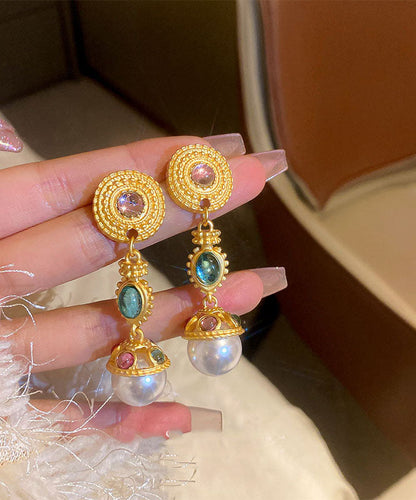 Copper Resin Pearl Drop Earrings