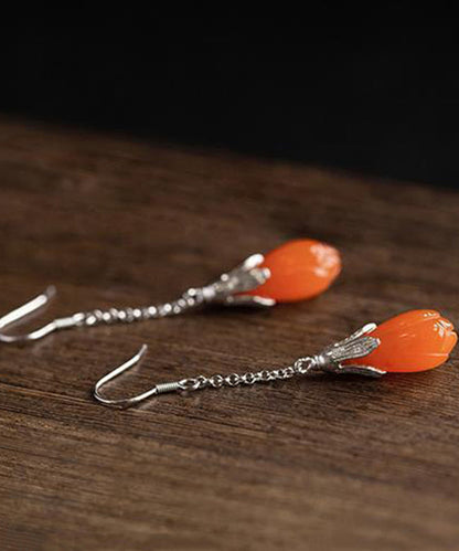 Silk Sterling Silver Jade Tassel Drop Earrings