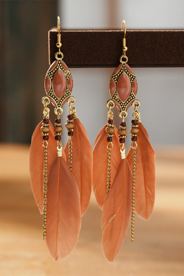Colorful Feather Tassel Dangle Drop Earrings