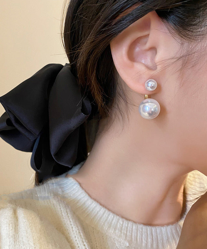 White Sterling Silver Alloy Pearl Stud Earrings