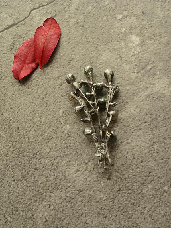 Antique Silver Tree Brooch Long Necklace