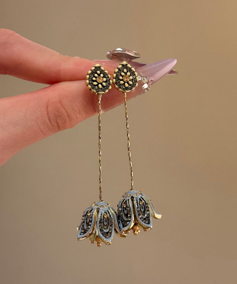 Gold Sterling Silver Overgild Tassel Drop Earrings