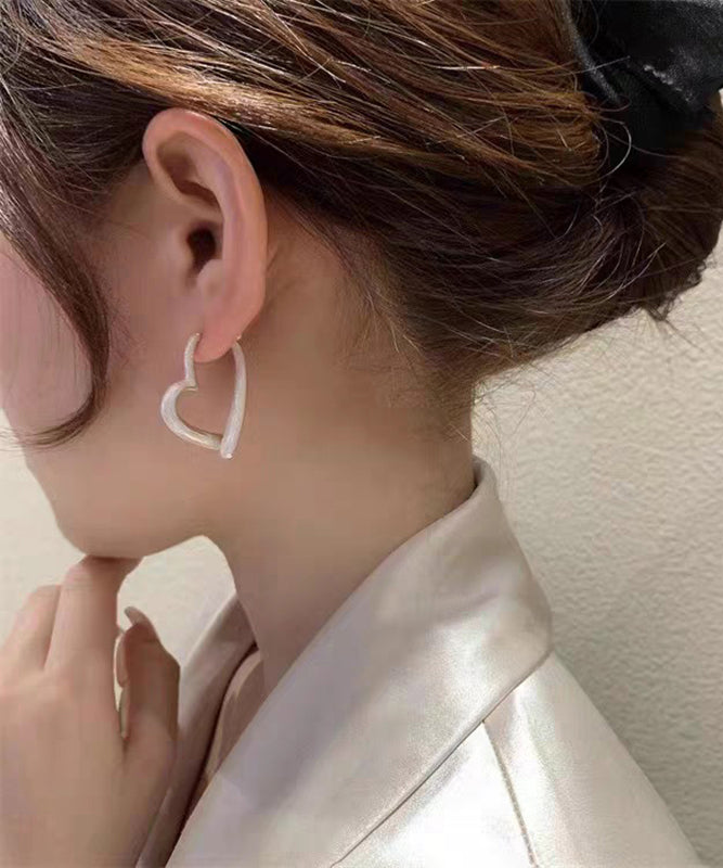 White Copper Alloy Drip Glaze Love Drop Earrings