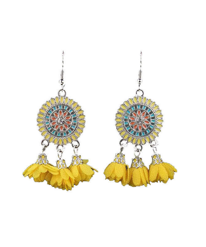 Yellow Sterling Silver Tassel Drop Earrings