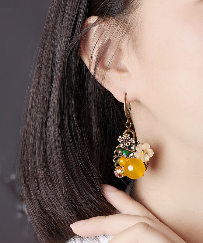 Yellow Copper Drop Earrings