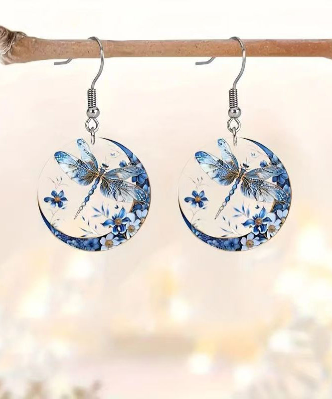 Boutique Blue Acrylic Dragonfly Drop Earrings