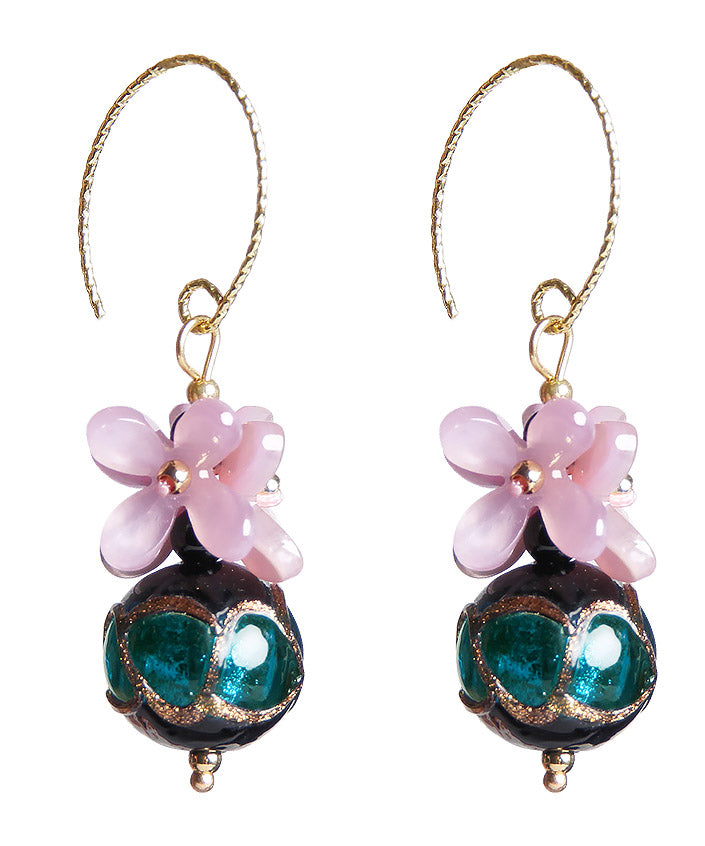 Purple Blue Coloured Glaze Drop Earrings