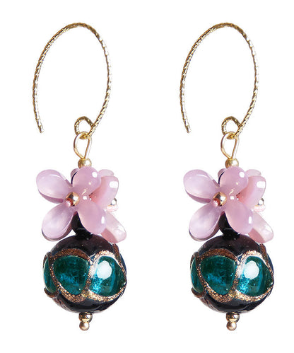 Purple Blue Coloured Glaze Drop Earrings