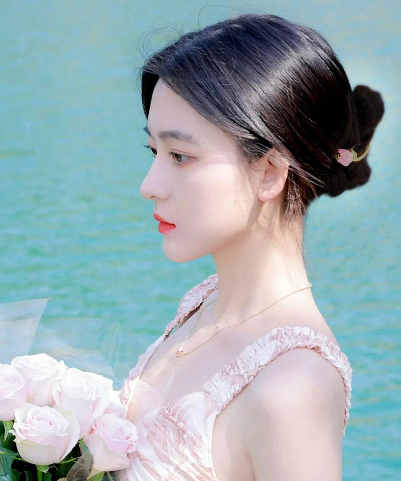 Stylish Light Green Alloy Tulip Arc-shaped Hairpin
