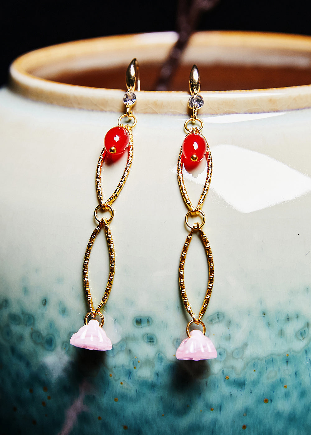 Art White Jade Original Design Drop Earrings