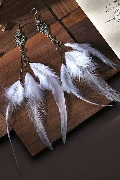 Chain Tassel Feather Earrings