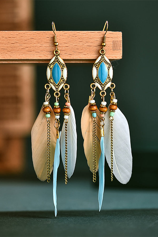 Colorful Feather Tassel Dangle Drop Earrings