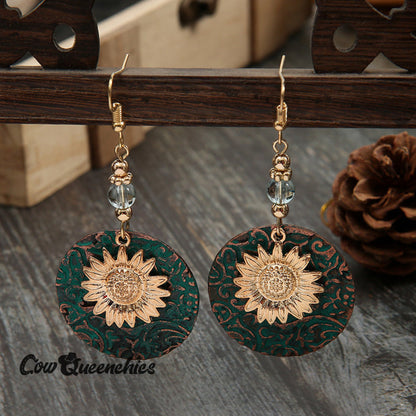 Double-layer Sunflower Pattern Earrings