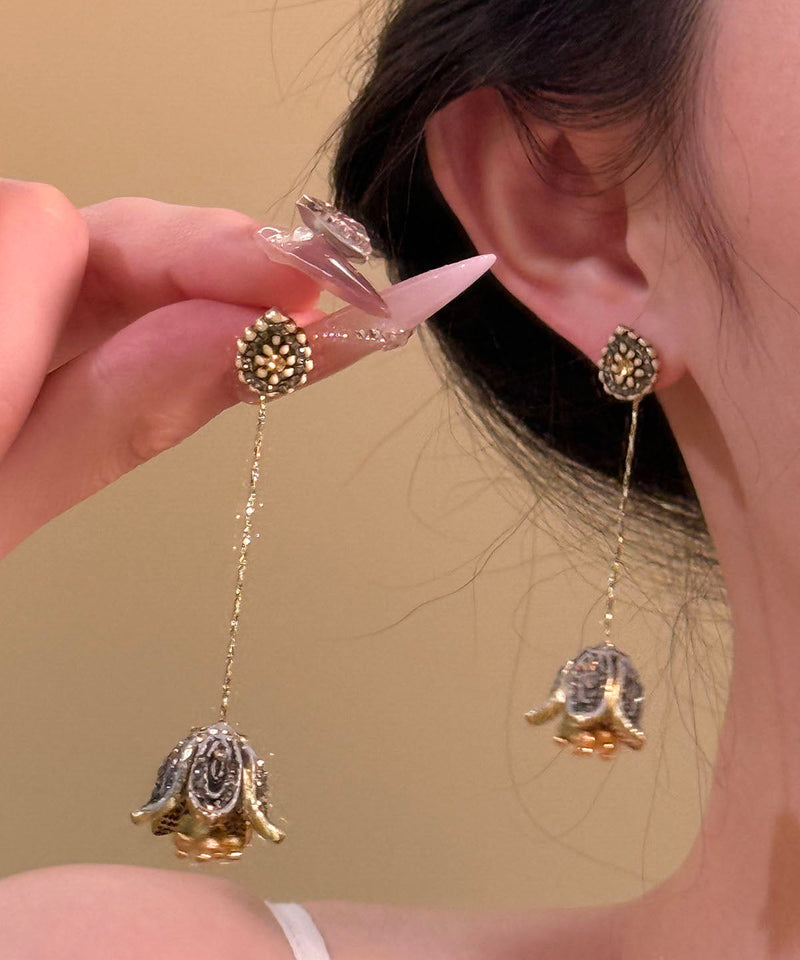 Gold Sterling Silver Overgild Tassel Drop Earrings