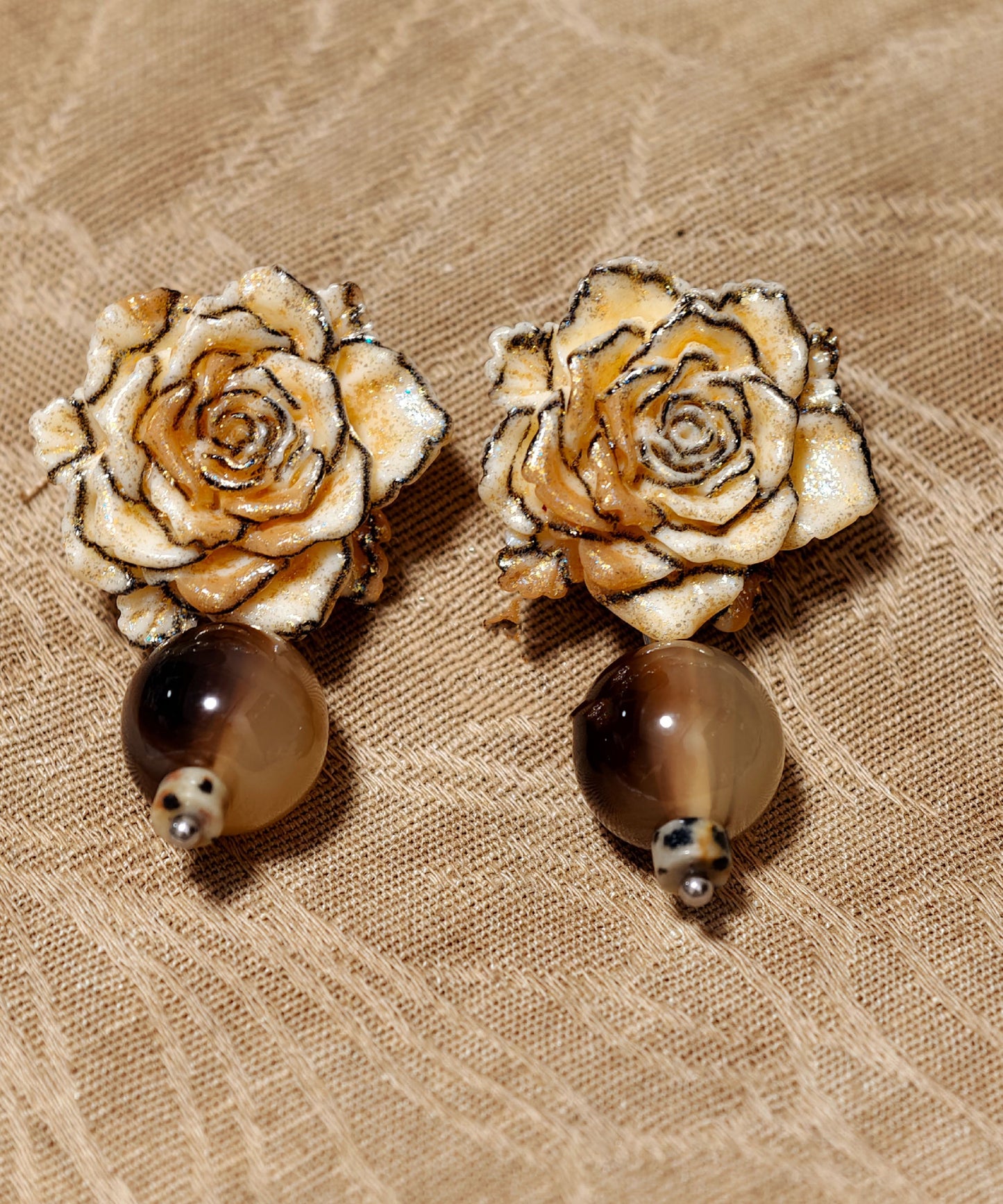 Retro Brown Alloy Resin Drop Earrings