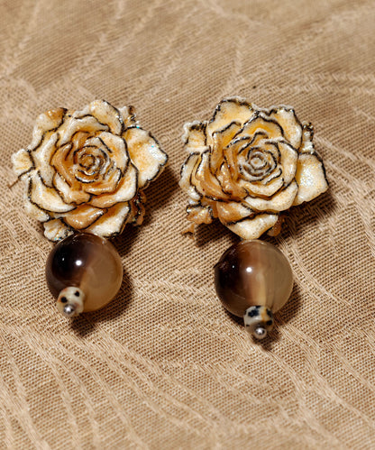 Retro Brown Alloy Resin Drop Earrings