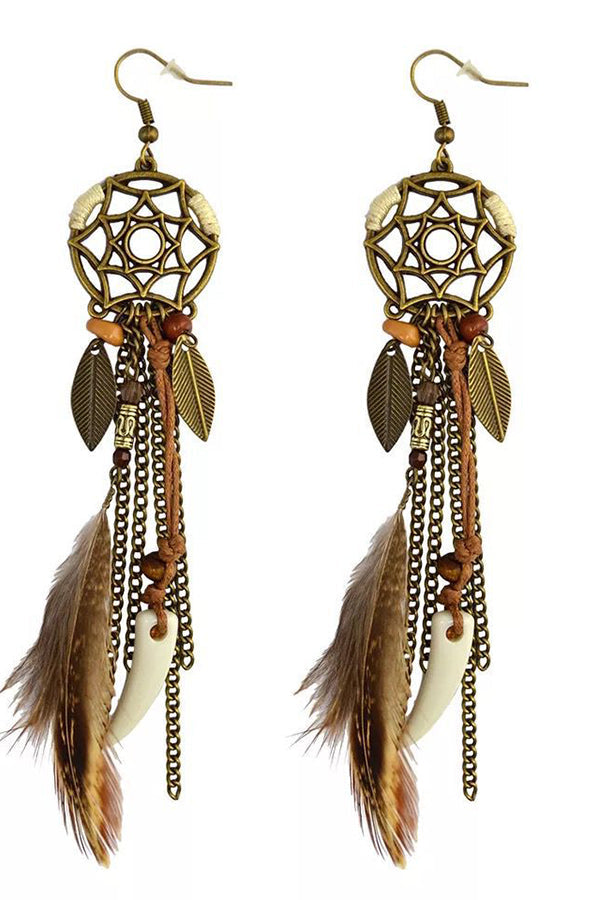 Colorful Feather Tassel Dangle Drop Earrings