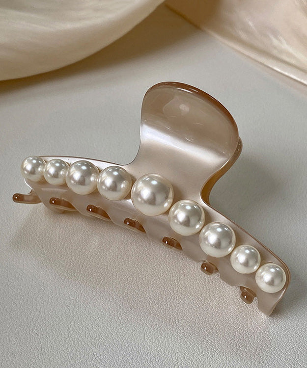 New French Style Apricot Acrylic Shark Pearl Hairpin