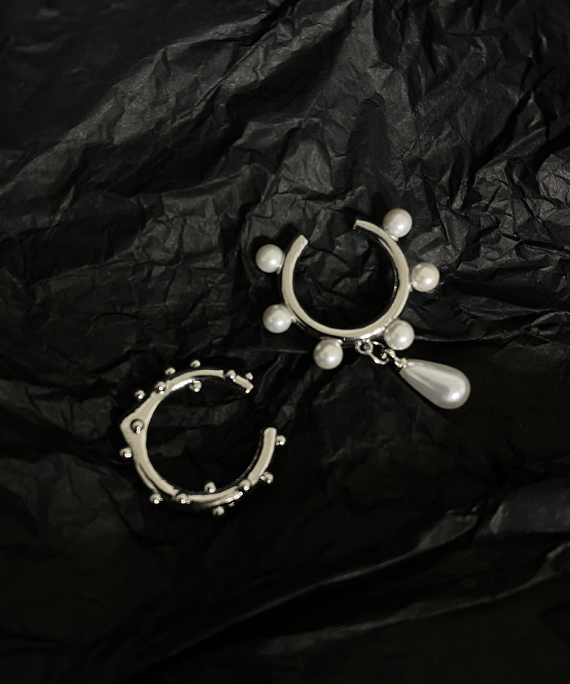 Unique Silk Copper Asymmetrical Water Drop Pearl Hoop Earrings