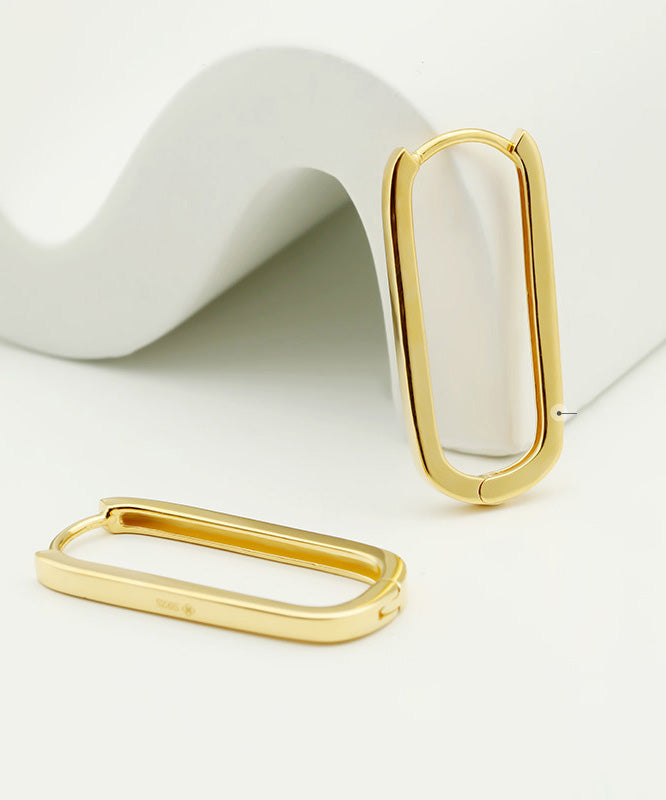 Gold Silver 14k Overgild Rectangle Hoop Earrings