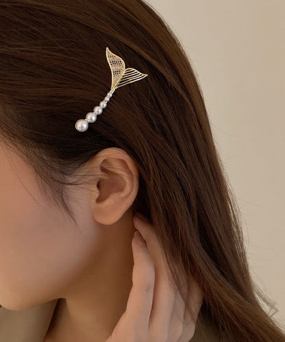 White Pearl Fish Tail Shark Clip Hairpin