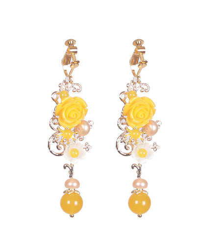 Yellow Crystal Chalcedony Drop Earrings