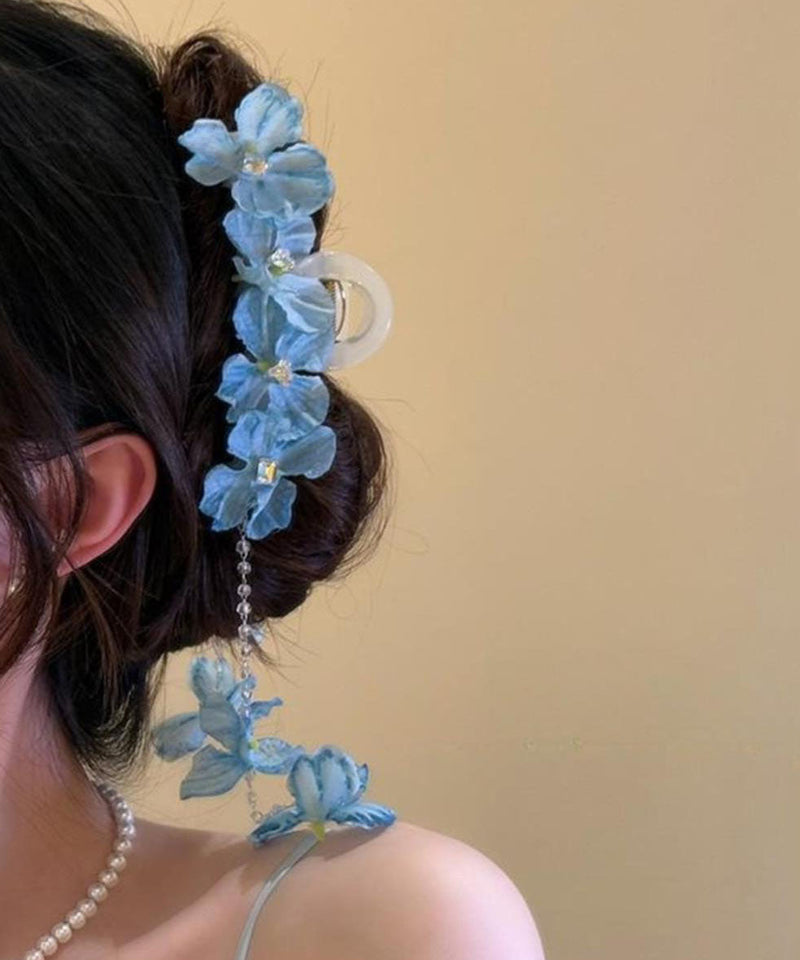 Modern Blue Alloy Beading Tassel Hairpin