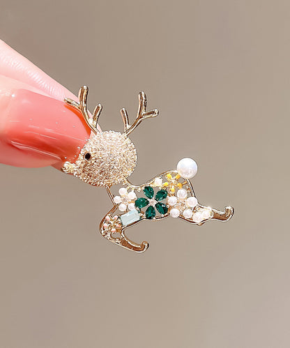 Original Design Gold Alloy Zircon Elk Alloy Zircon Elk Brooches
