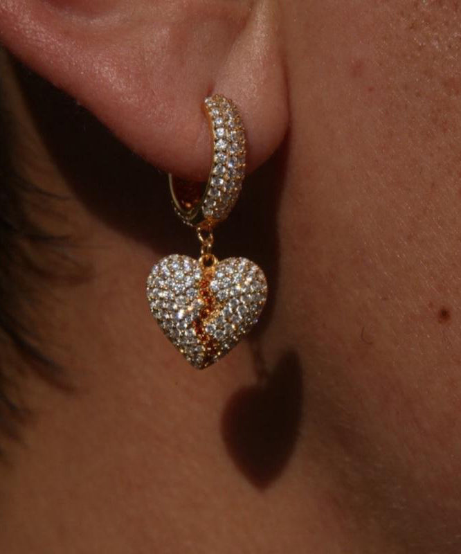 Silk Sterling Silver Broken Heart Drop Earrings