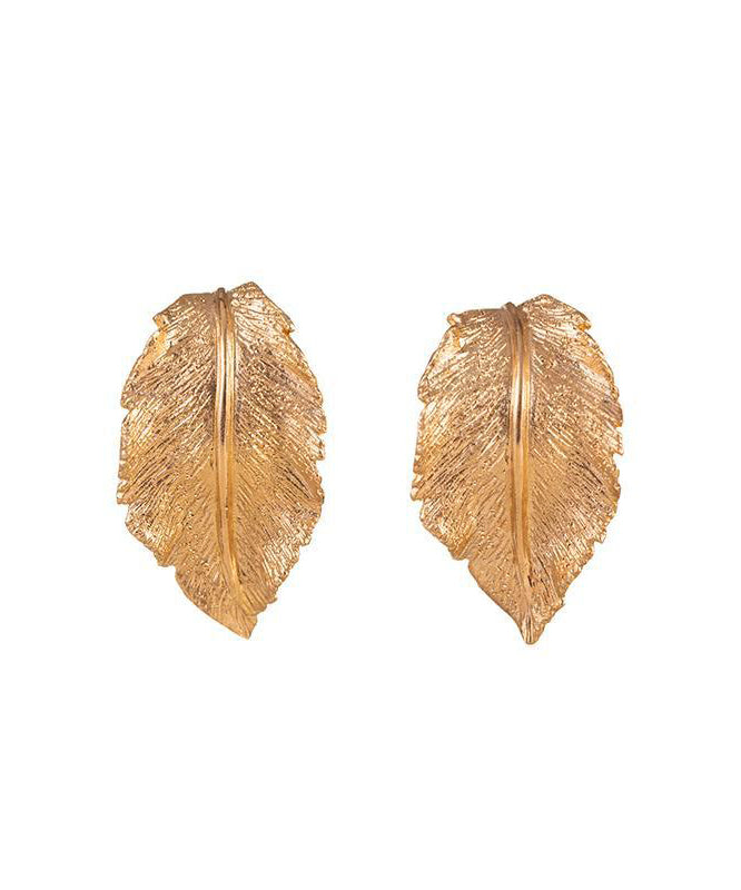 Diy Gold Sterling Silver Overgild Leaf Hoop Earrings