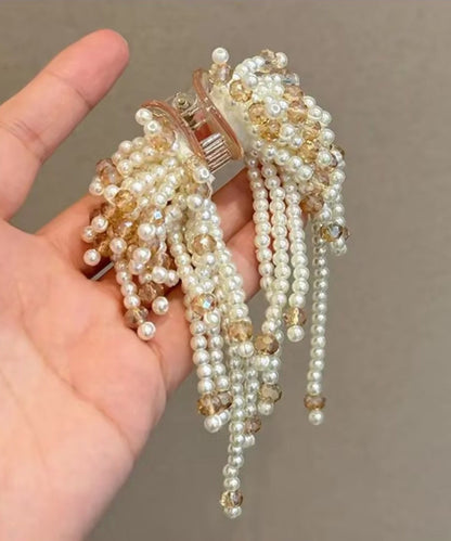 Novelty Champagne Alloy Beads Crystal Tassel Hairpin