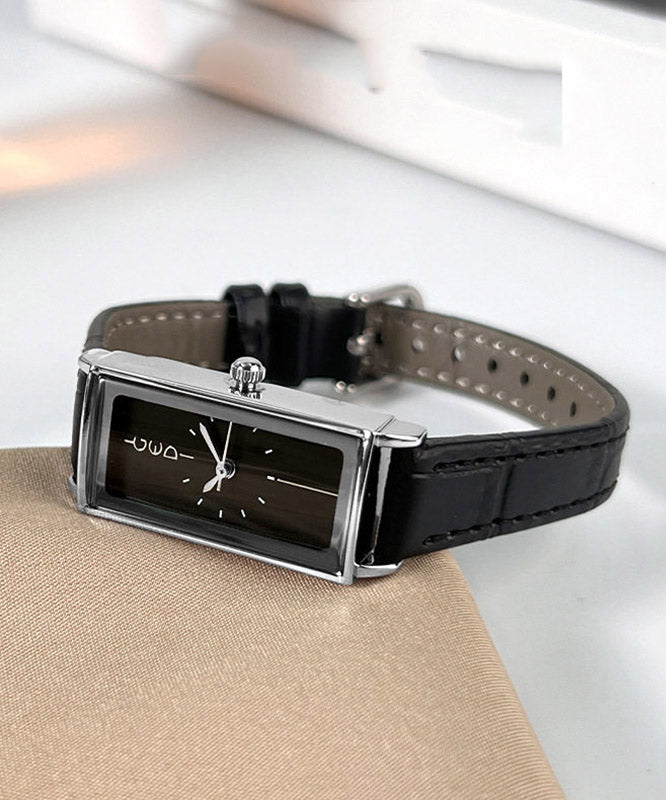 Boutique Black Leather Square Waterproof Watches