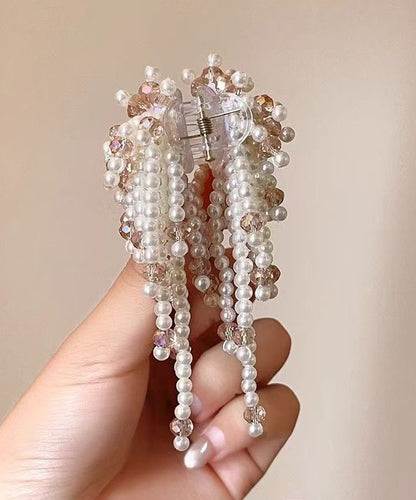 Colorblock Metal Pearl Beading Tassel Hairpin