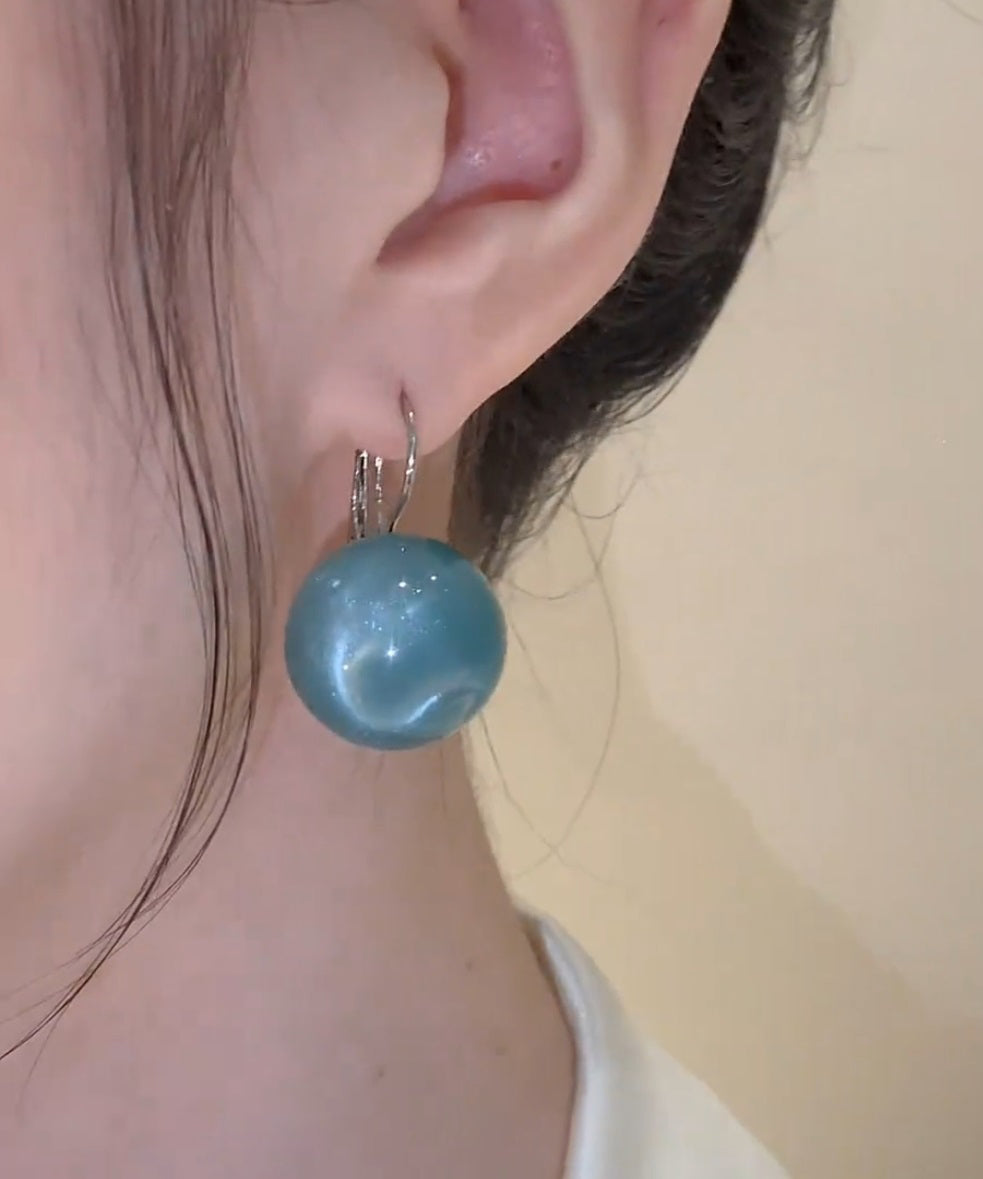 Blue Sterling Silver Ball Drop Earrings