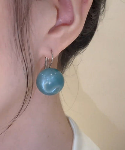 Blue Sterling Silver Ball Drop Earrings
