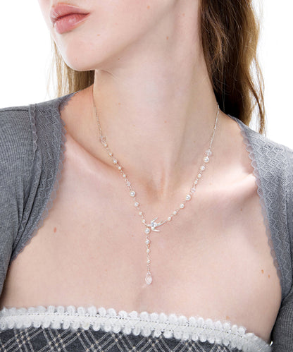 Little Bird Pearl Sky Star Silver Plated Pendant Necklace