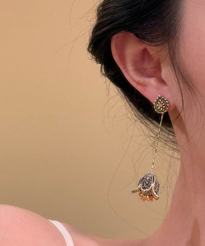 Gold Sterling Silver Overgild Tassel Drop Earrings