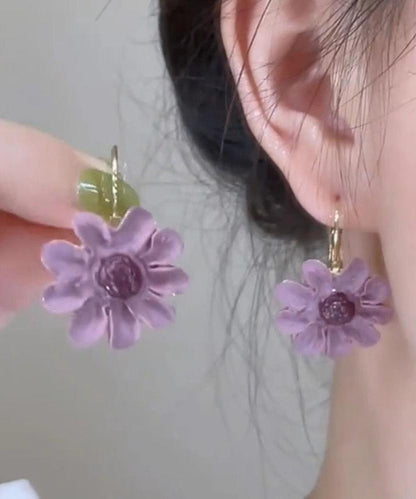 Original Purple Copper Overgild Drop Earrings