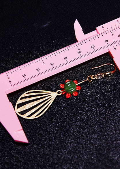 Boutique Jade Gilding Sector Drop Earrings