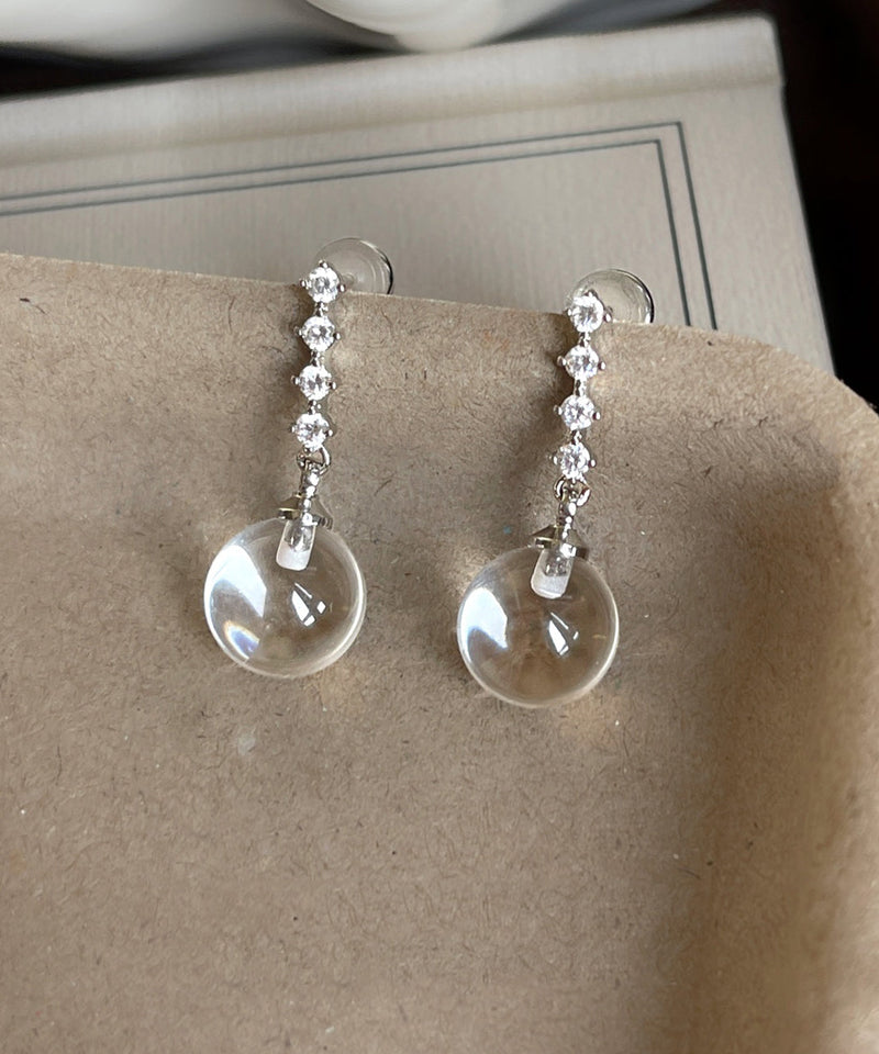 Brief Silk Copper Zircon Crystal Drop Earrings