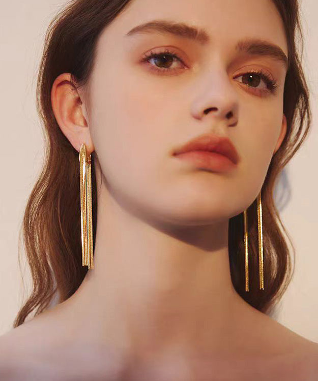 Golden Tassel Metal Stud Earrings