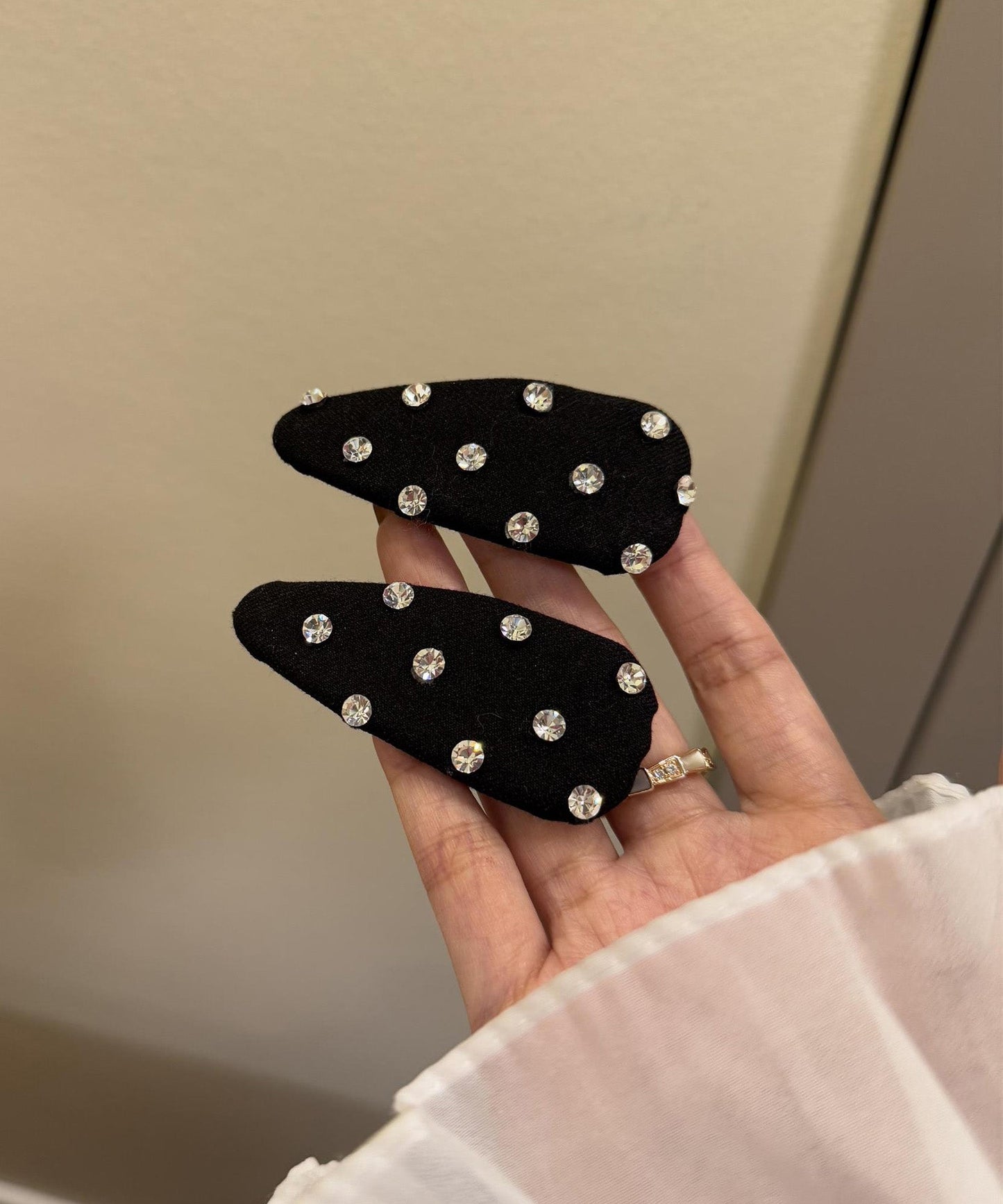 Simple Black Cloth Zircon a Pair Hairpin