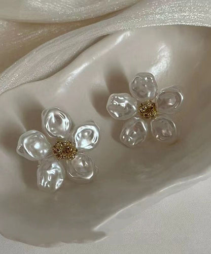 White Sterling Silver Alloy Stud Earrings