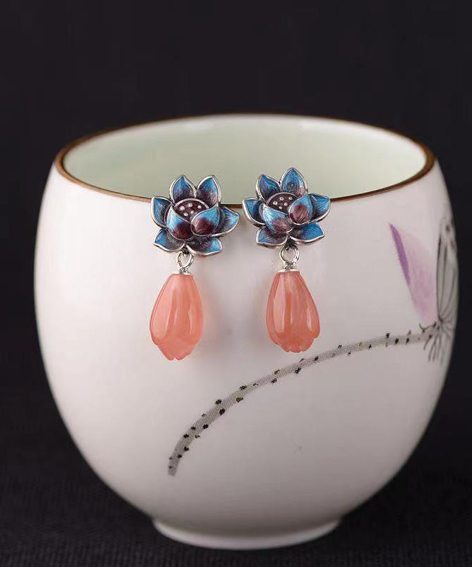 Cloisonne Pearl Stud Earrings