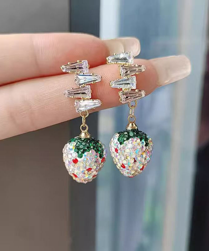 Diy Colorblock Copper Zircon Tassel Drop Earrings