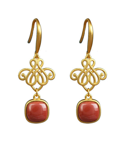Red Sterling Silver Agate Butterfly Drop Earrings