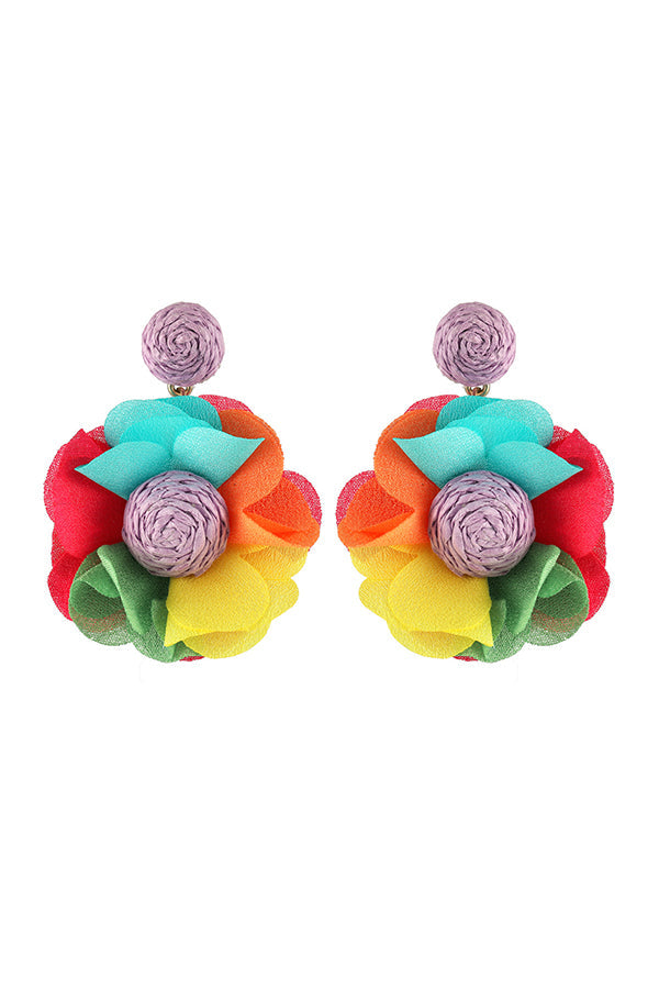 Resort Style Fabric Flower Earrings