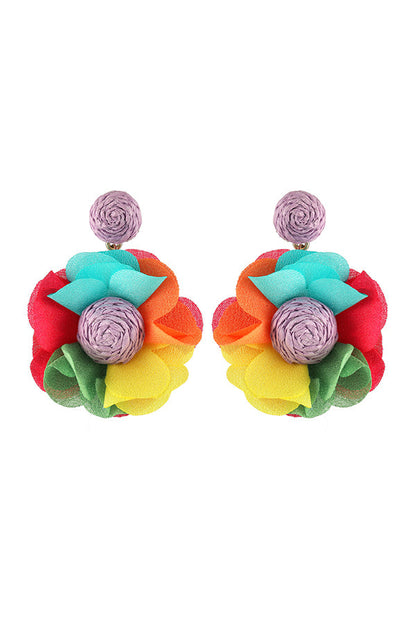 Resort Style Fabric Flower Earrings