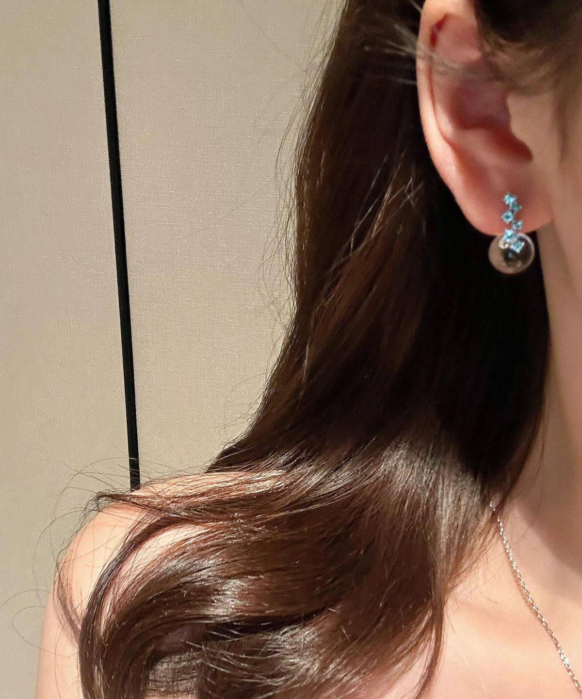 Transparent Color Sterling Silver Zircon Glass Marble Drop Earrings
