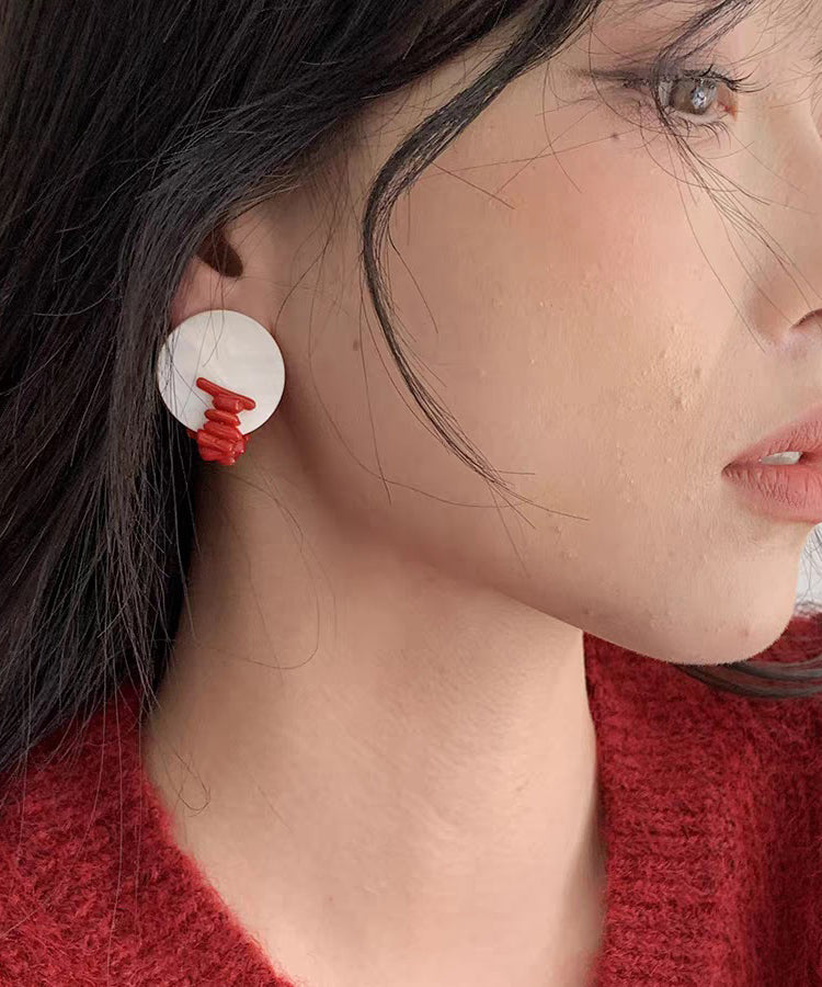 Colorblock Alloy Shell Stud Earrings